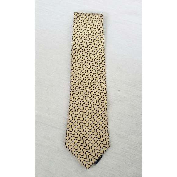 Tommy Hilfiger Silk Tie Yellow Blue Geometric 3.5 inches wide - Picture 1 of 6